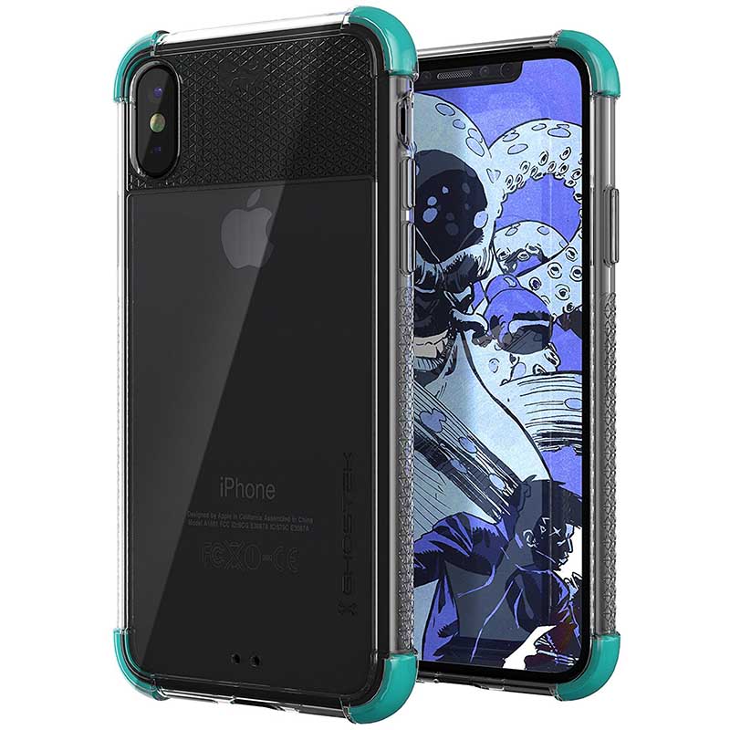 mobiletech-iPhone-X-Slim-Clear-Case-Ghostek-Covert-2-Series-Ultra-Thin-Shockproof-Protection-Teal